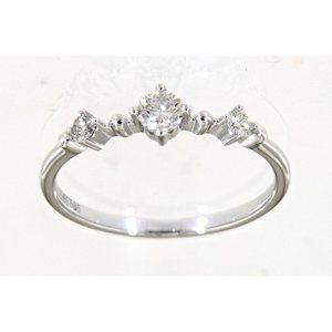 Real Diamond Daily Wear Three Stone Fine Ring White Gold